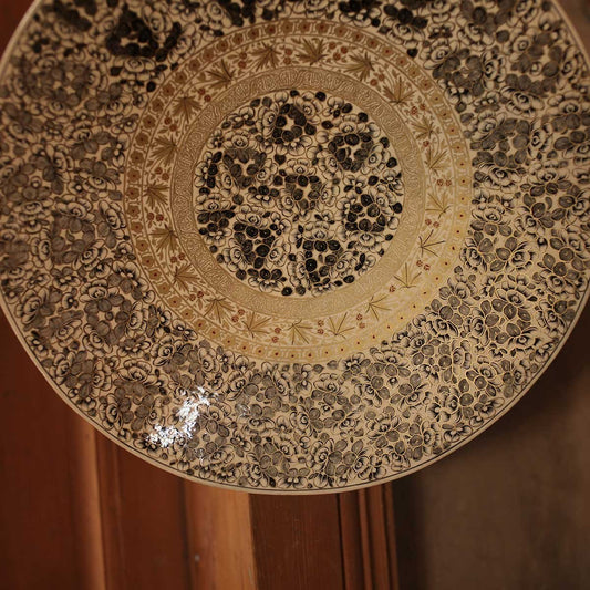Creme Base Paper Mache Wall Plate 12 Inches