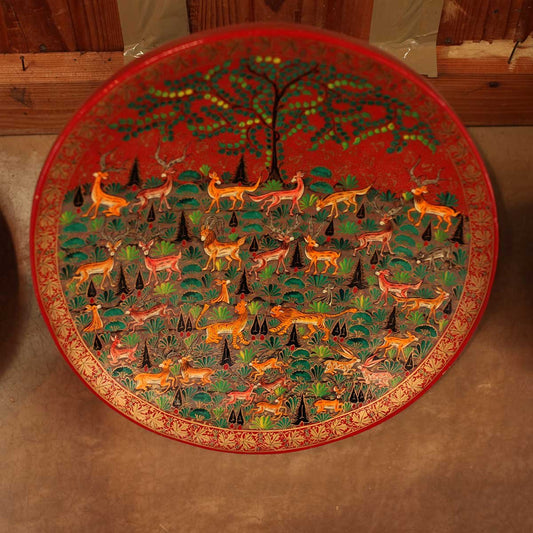 Paper Mache Animal Design Wall Plate 13 Inches