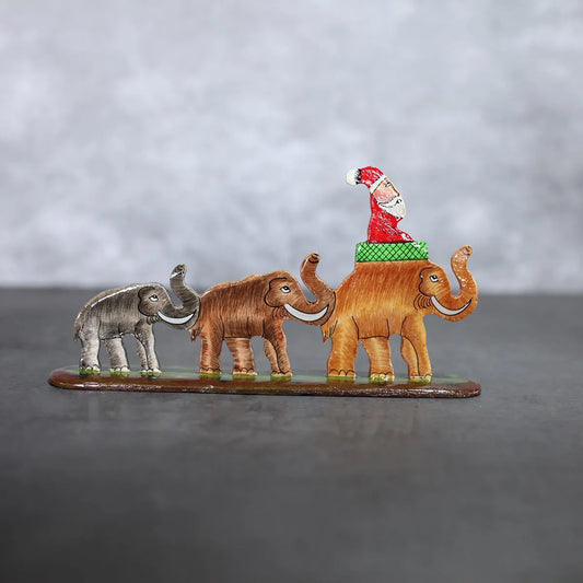 Santa On Elephant Paper Mache Decor