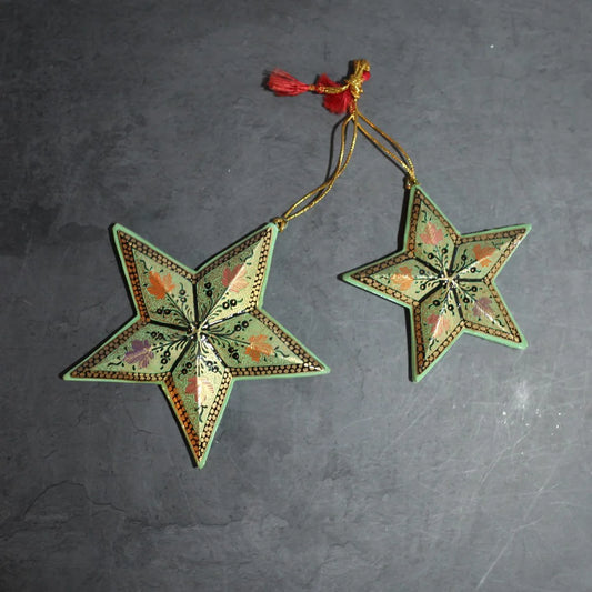 Hanging Paper Mache Stars Set of 3