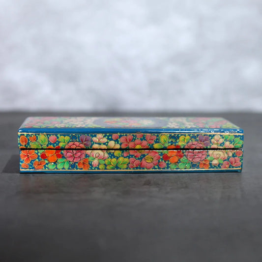 Paper Mache Pencil Box Floral<br> Design Set Of 2