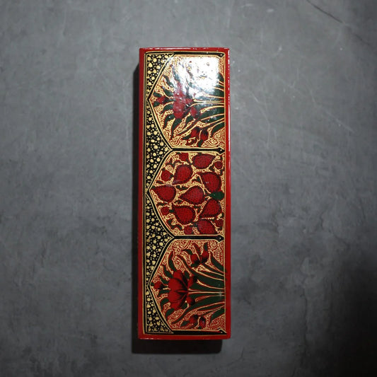 Paper Mache Pencil Box Floral<br> Design Red