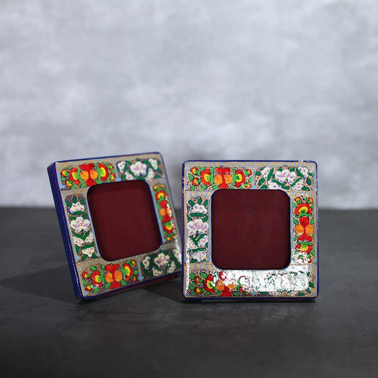 Paper Mache Photo Frame Set of<br> 2 Blue