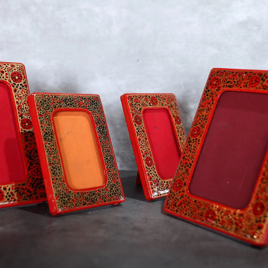 Paper Mache Photo Frame Set of<br> 3 Red