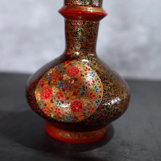 Paper Mache Hooka Red base<br> Floral Design