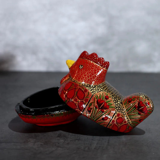 Paper mache box Red Hen shaped