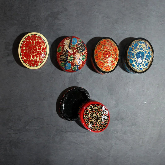 Paper Mache Oval Shaped Pin<br> Box Set of 5 (2x1) Inches