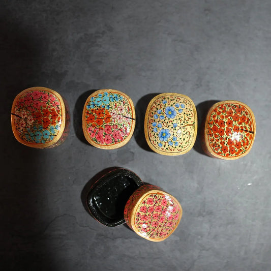 Paper Mache Square Shaped Pin<br> Box Set of 5 (2x1) Inches