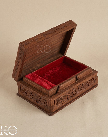 Walnut Wood Hand Carved Storage Box | Jewellery Box | Hand Carved in kashmir