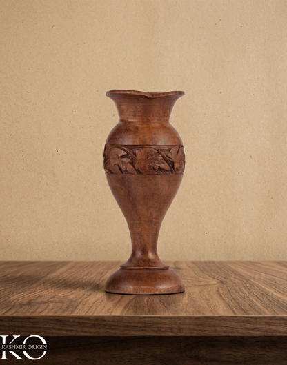 Walnut Wood Flower Vase | Flower Bud Vase | 6 inches | Hand Carved in kashmir