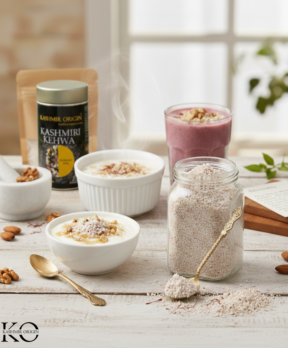 Kashmiri Saffron Dry Fruit Fusion | Zafrani Meva Mix | Dried Fruits and Nuts Powder | Spices and Herbs | Nutritious Superfood By Kashmir Origin | Use With MIlk | Kehwa 200 gms