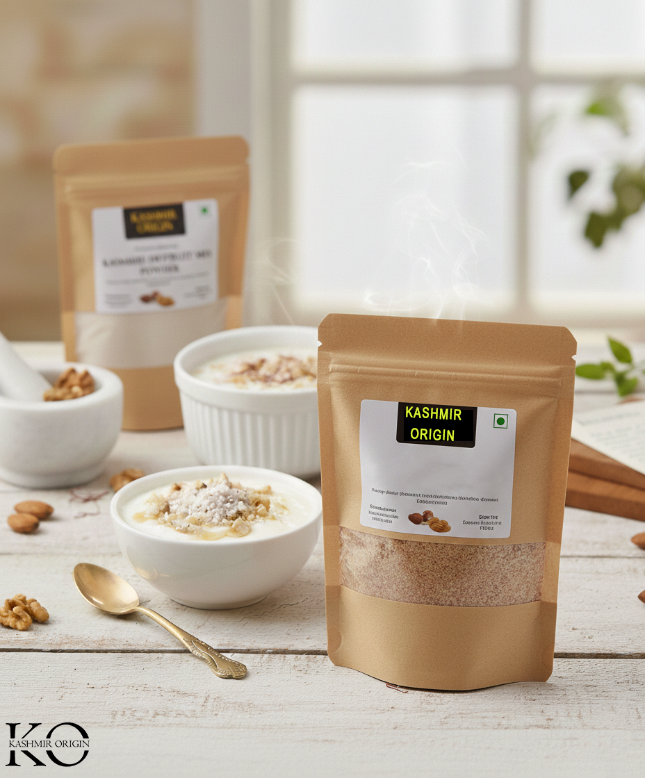 Kashmiri Saffron Dry Fruit Fusion | Zafrani Meva Mix | Dried Fruits and Nuts Powder | Spices and Herbs | Nutritious Superfood By Kashmir Origin | Use With MIlk | Kehwa 200 gms