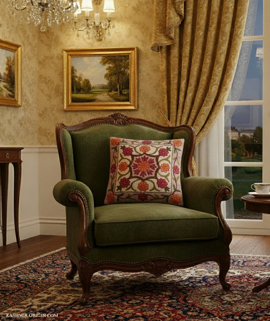 Floral Design Dusuit Chain Stitch Cushion Cover 6pc Set