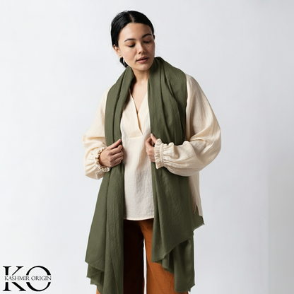 Pine Green GI Certified Handwoven Pashmina Stole