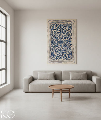 BLUE PAISLEY DESIGN HANDMADE AARI EMBROIDERED NAMDA 2X3 FT