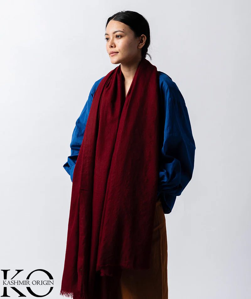 GI CERTIFIED BERRY MAROON SOLID PASHMINA STOLE