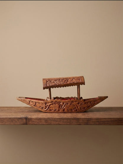 Kashmiri Walnut Wood Shikara | Handcrafted Decorative Kashmiri Boat Showpiece