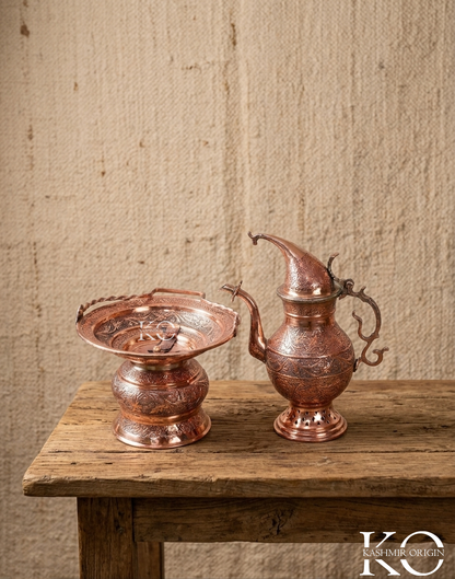 Kandkaer Copper Taish & Naair | medium Sized For Home & Small Gatherings | Hand Engraved