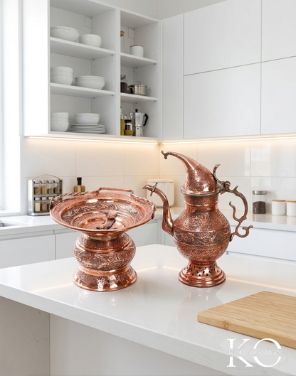 Kandkaer Copper Taish & Naair | medium Sized For Home & Small Gatherings | Hand Engraved