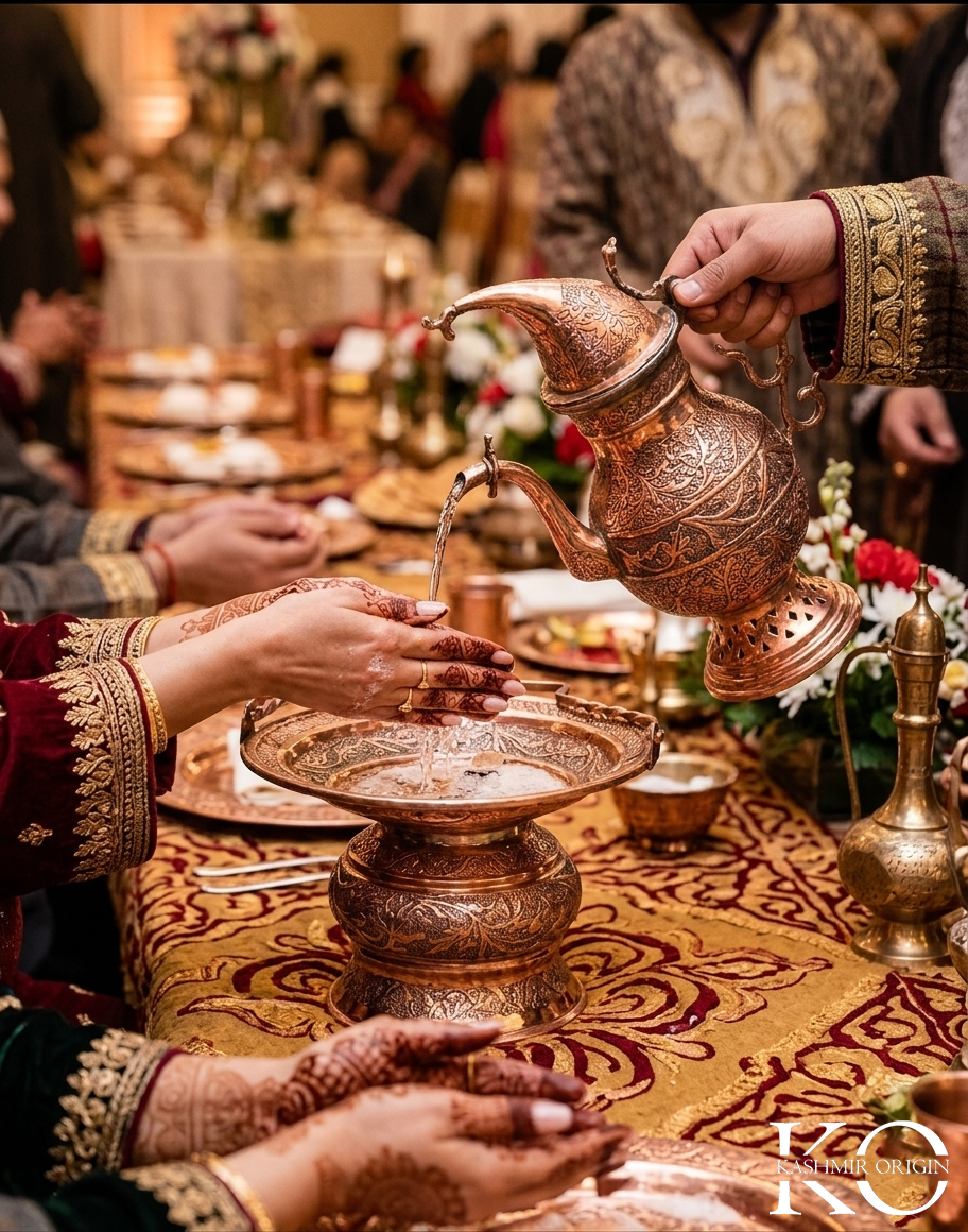 Kandkaer Copper Taish & Naair | medium Sized For Home & Small Gatherings | Hand Engraved