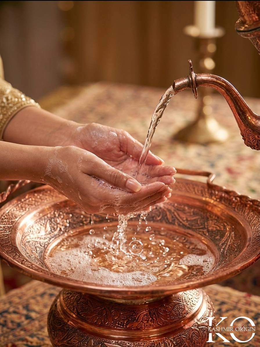 Kandkaer Copper Taish & Naair | medium Sized For Home & Small Gatherings | Hand Engraved
