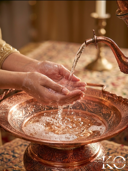 Kandkaer Copper Taish & Naair | medium Sized For Home & Small Gatherings | Hand Engraved