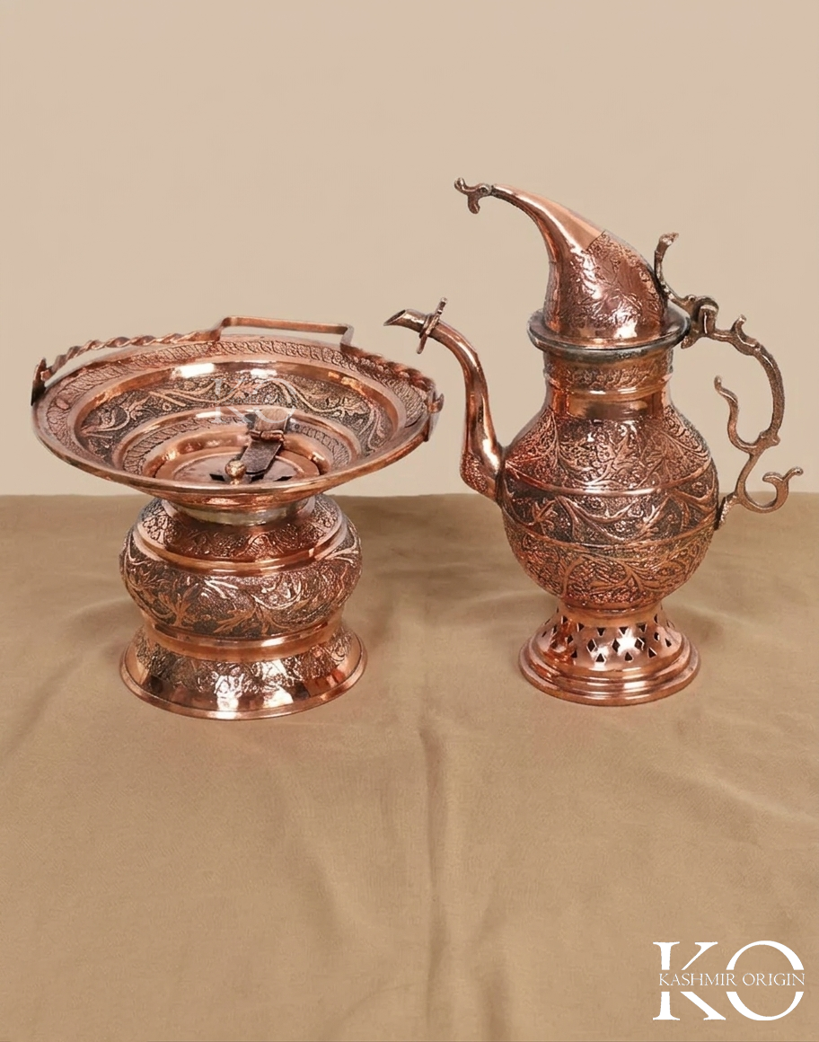 Kandkaer Copper Taish & Naair | medium Sized For Home & Small Gatherings | Hand Engraved
