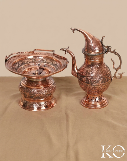 Kandkaer Copper Taish & Naair | medium Sized For Home & Small Gatherings | Hand Engraved