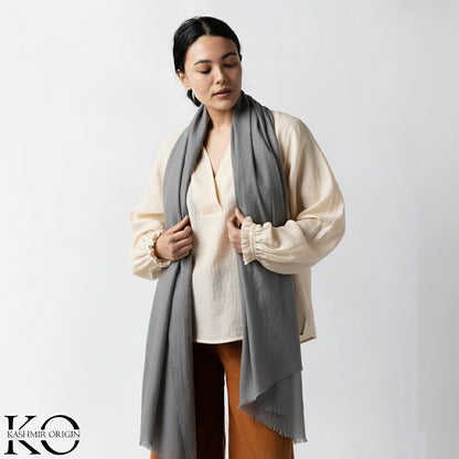 Stormy Gray GI Certified Handwoven Pashmina Stole