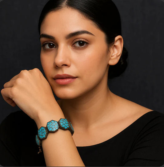 Hexagonal Handmade Turquoise Bracelet
