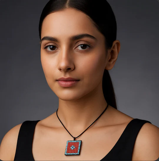 Square Shaped Stoned Pendent