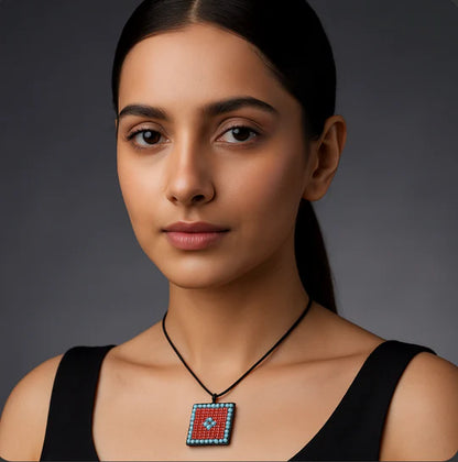 Square Shaped Stoned Pendent