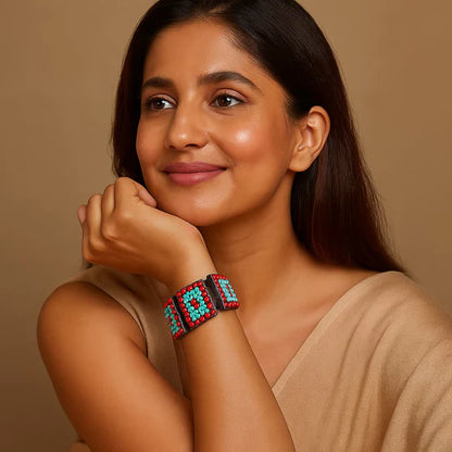 Red Rectangular Stoned Bracelet