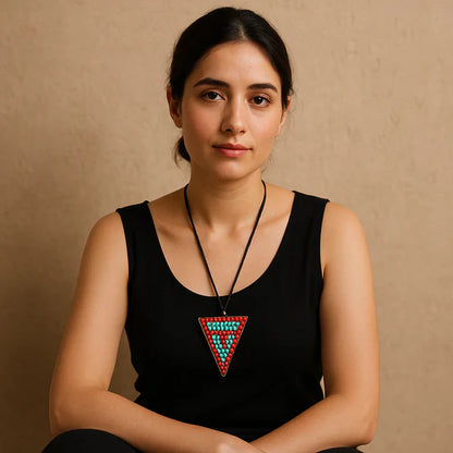 Traingle Shaped Stoned Pendent