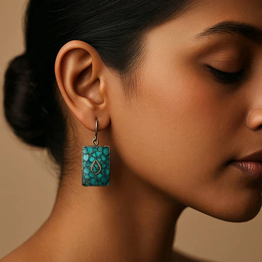 Square Handmade Turquoise Earing