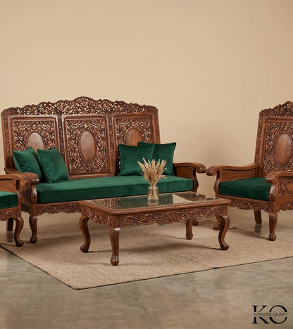 Kashmiri Hand Carved Walnut Wood Sofa Set 5 Seater | Made By Master Artisans | Price Starts From 1 lakhs