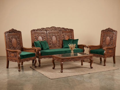 Kashmiri Hand Carved Walnut Wood Sofa Set 5 Seater | Made By Master Artisans | Price Starts From 1 lakhs