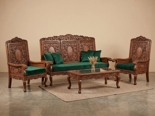 Kashmiri Hand Carved Walnut Wood Sofa Set 5 Seater | Made By Master Artisans | Price Starts From 1 lakhs