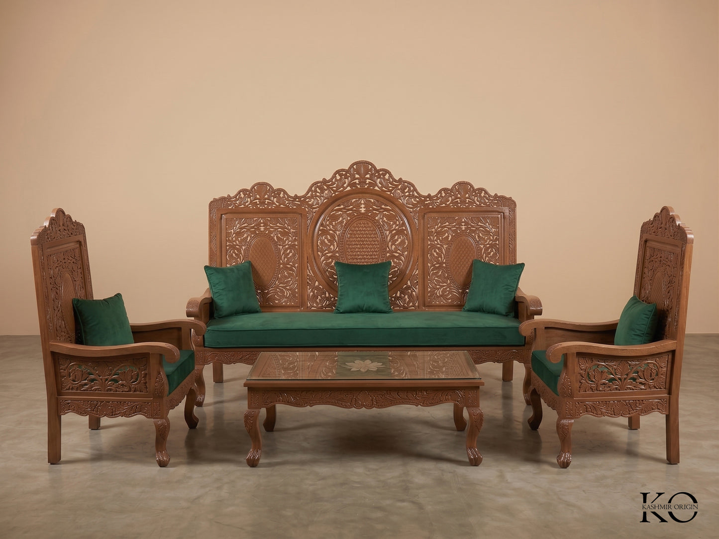 Kashmiri Hand Carved Walnut Wood Sofa Set 5 Seater | Made By Master Artisans | Price Starts From 1 lakhs