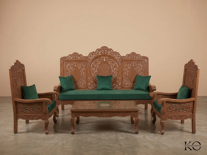 Kashmiri Hand Carved Walnut Wood Sofa Set 5 Seater | Made By Master Artisans | Price Starts From 1 lakhs